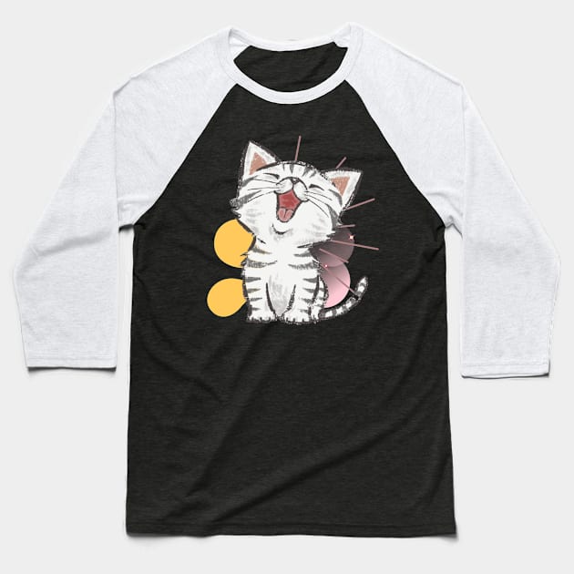 Cat yawning Baseball T-Shirt by CreativeCharm